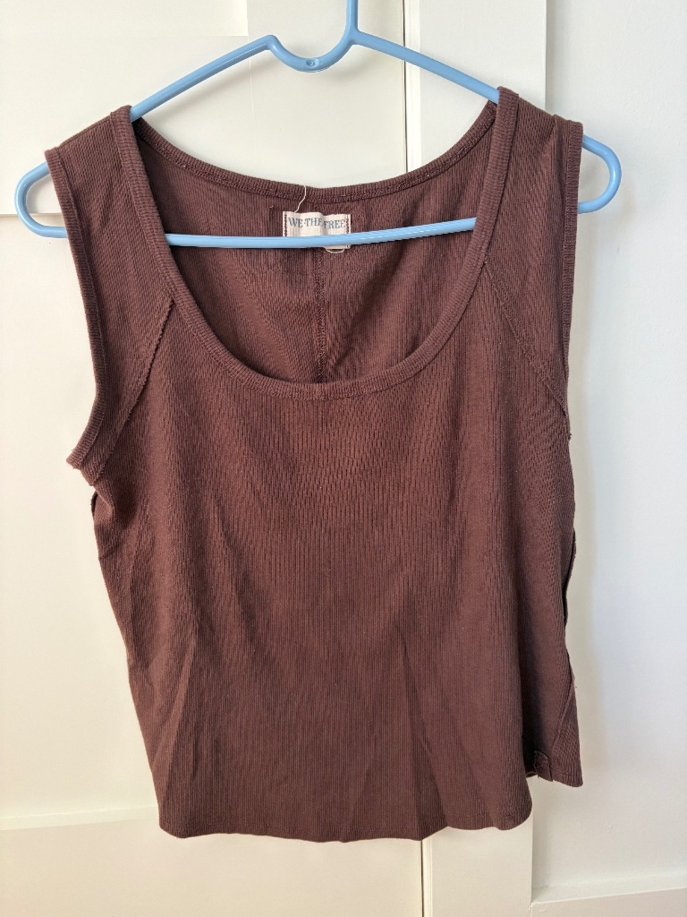 Free People We The Free Ribbed Tank Top Brown Sleeveless